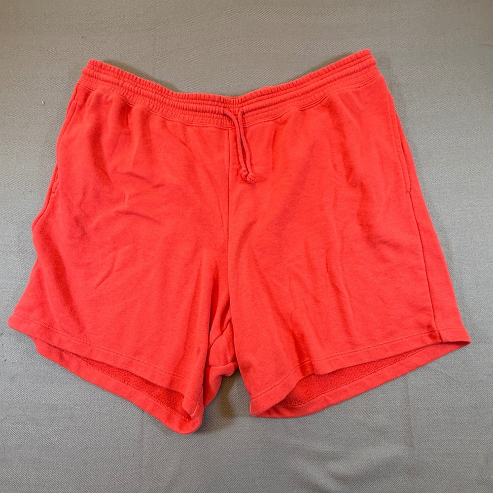 Gap Men XXL Coral Red Fleece Lounge Shorts Elastic Waist Drawstring Pockets 2311
